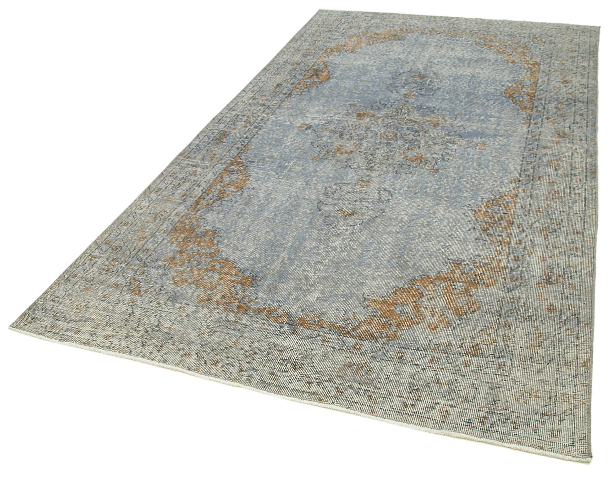 Handmade Vintage Area Rug – Overdyed Wool Rug Grey 5'0'' x 8'11'' Classic Living Room