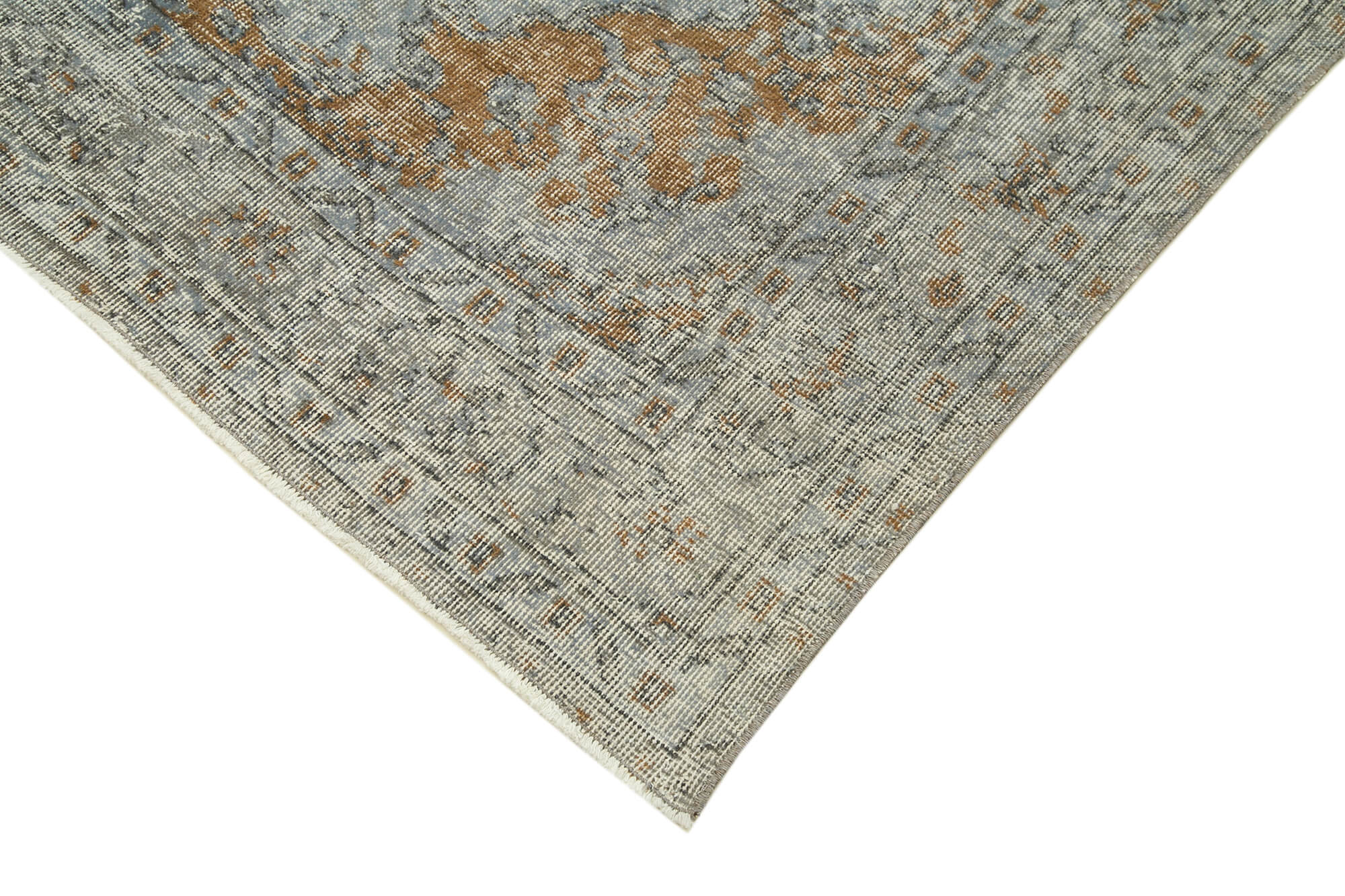 Handmade Vintage Area Rug – Overdyed Wool Rug Grey 5'0'' x 8'11'' Classic Living Room