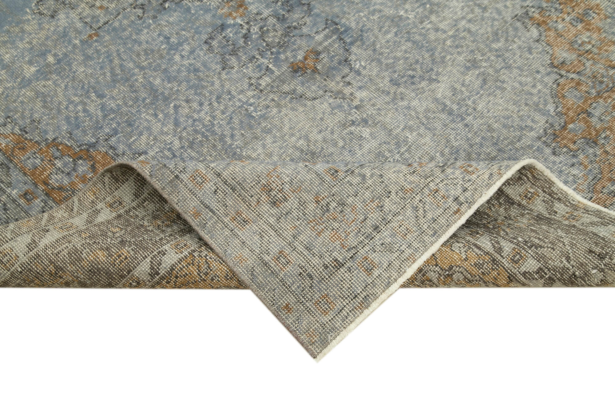 Handmade Vintage Area Rug – Overdyed Wool Rug Grey 5'0'' x 8'11'' Classic Living Room