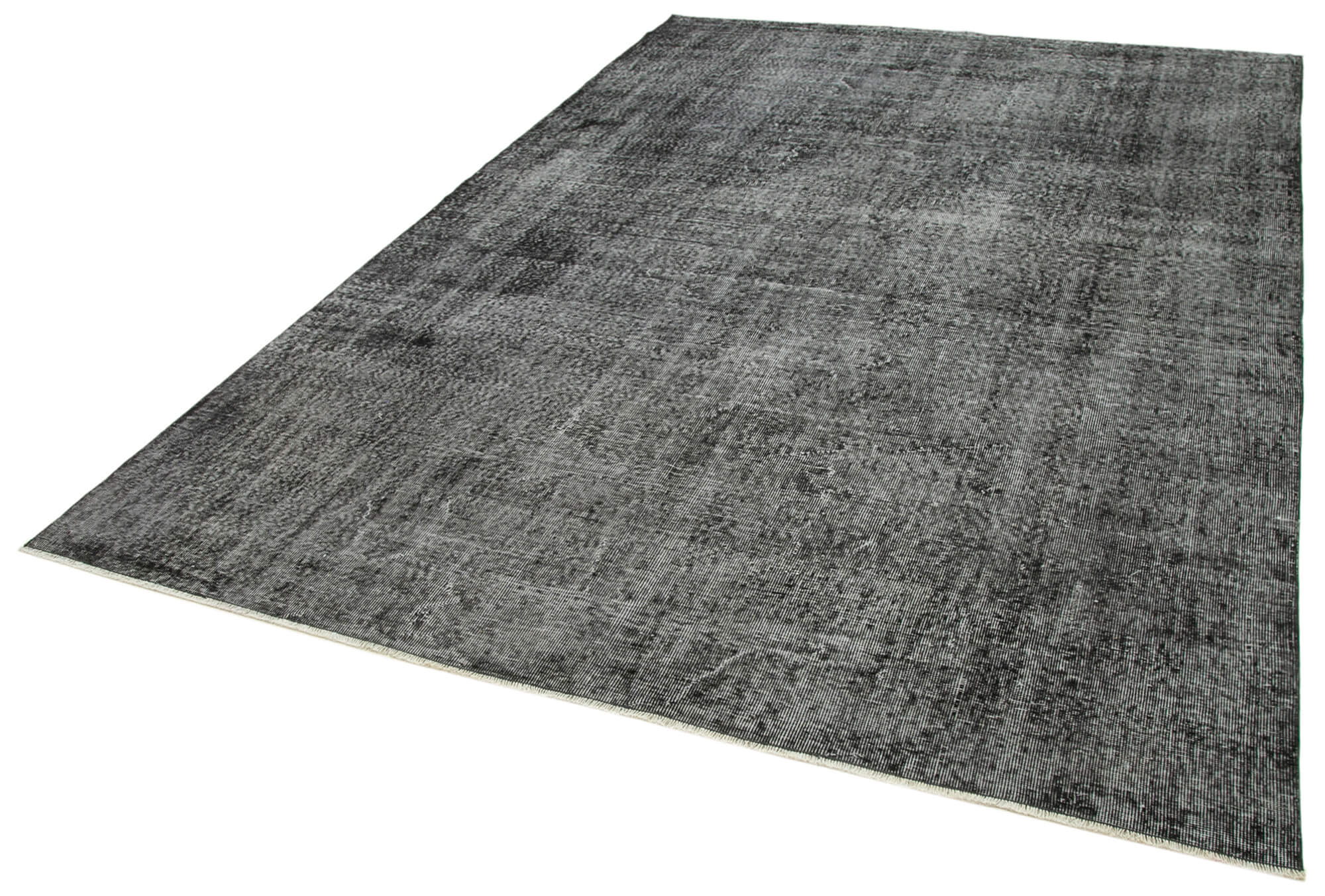 Vintage Handmade Area Rug – Overdyed Black Turkish Hand Knotted Cotton Wool Carpet 6'9''x9'10''