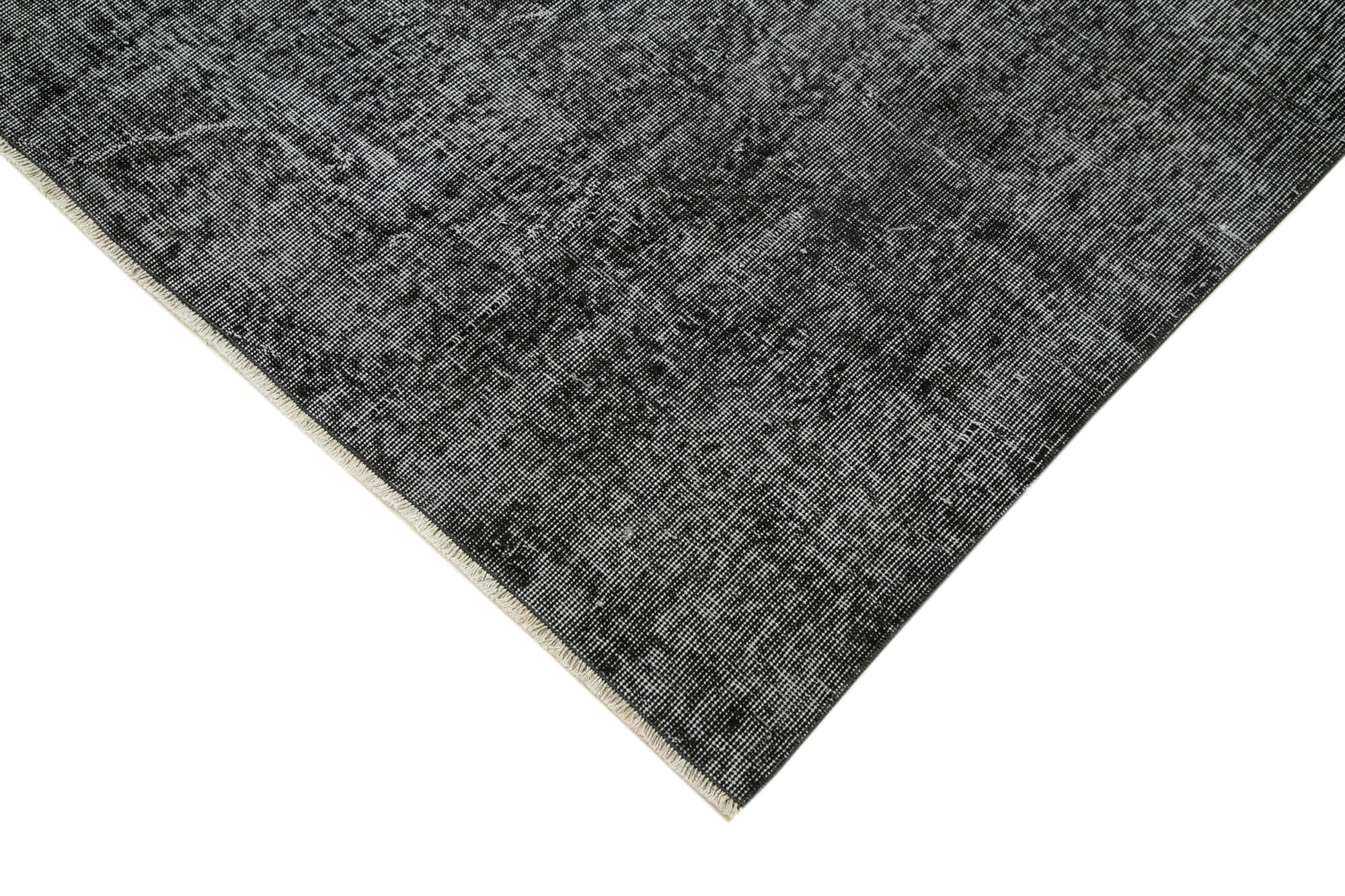 Vintage Handmade Area Rug – Overdyed Black Turkish Hand Knotted Cotton Wool Carpet 6'9''x9'10''