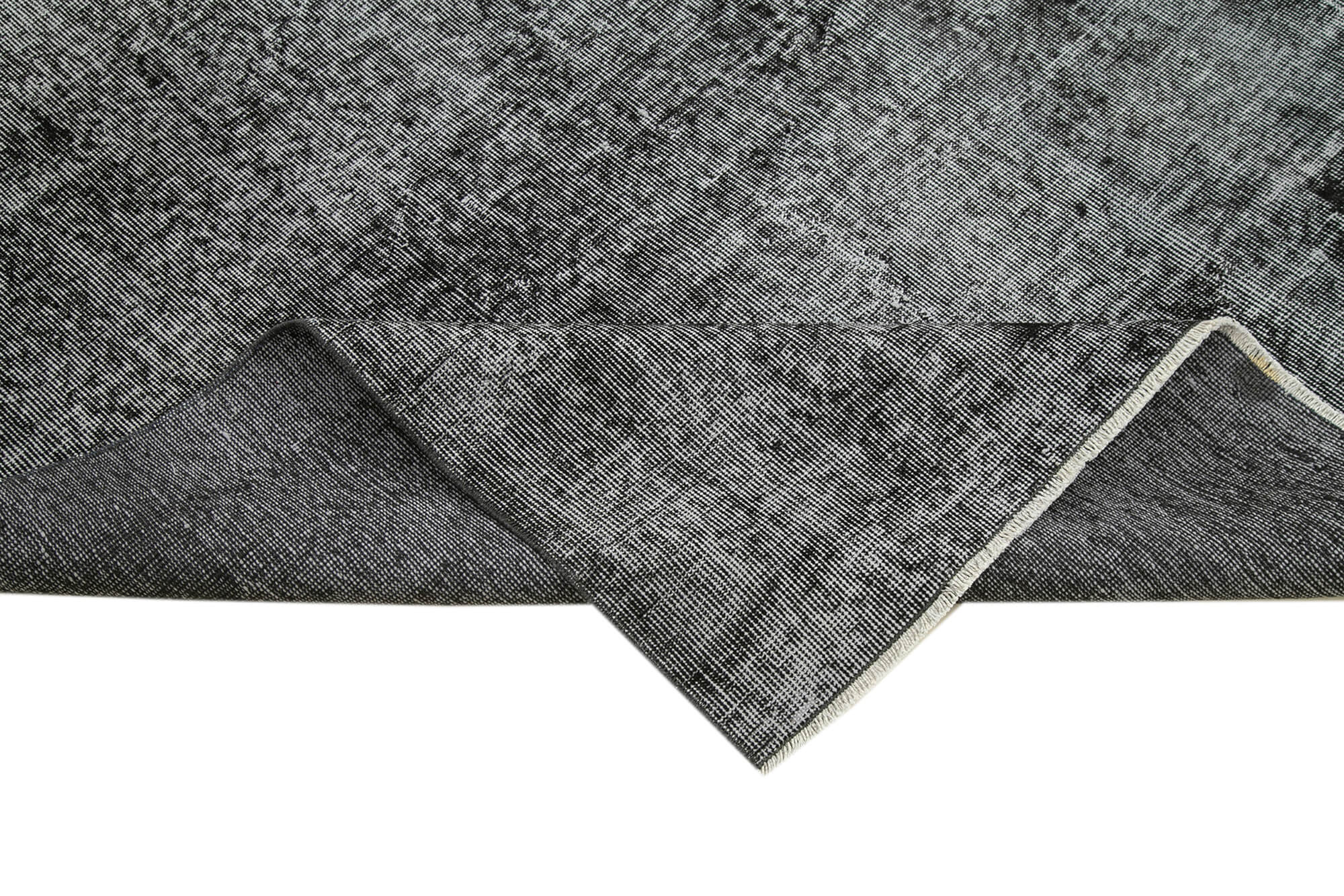 Vintage Handmade Area Rug – Overdyed Black Turkish Hand Knotted Cotton Wool Carpet 6'9''x9'10''