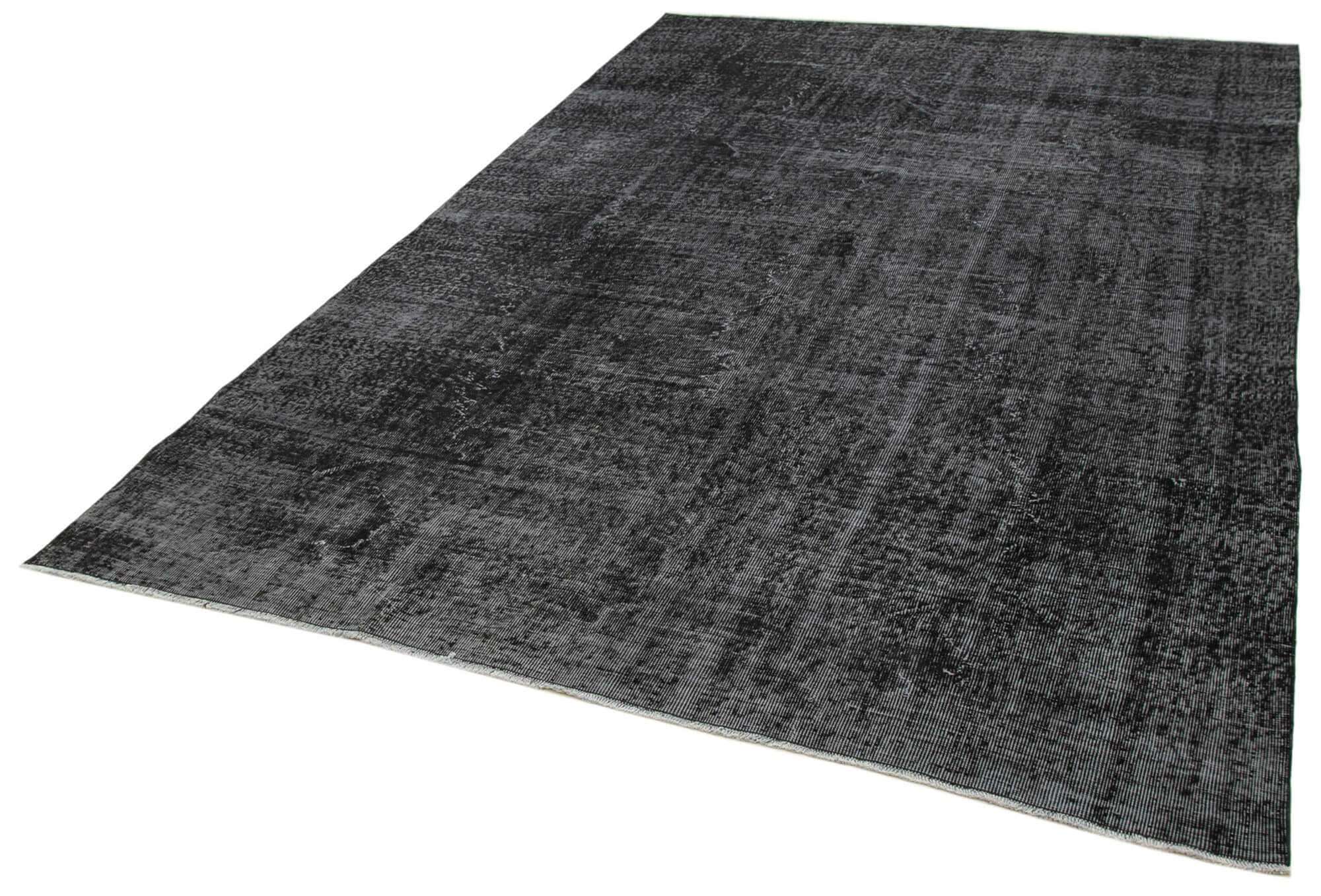 Handmade Vintage Area Rug – Overdyed Black Turkish Wool Carpet 6'7''x9'9''