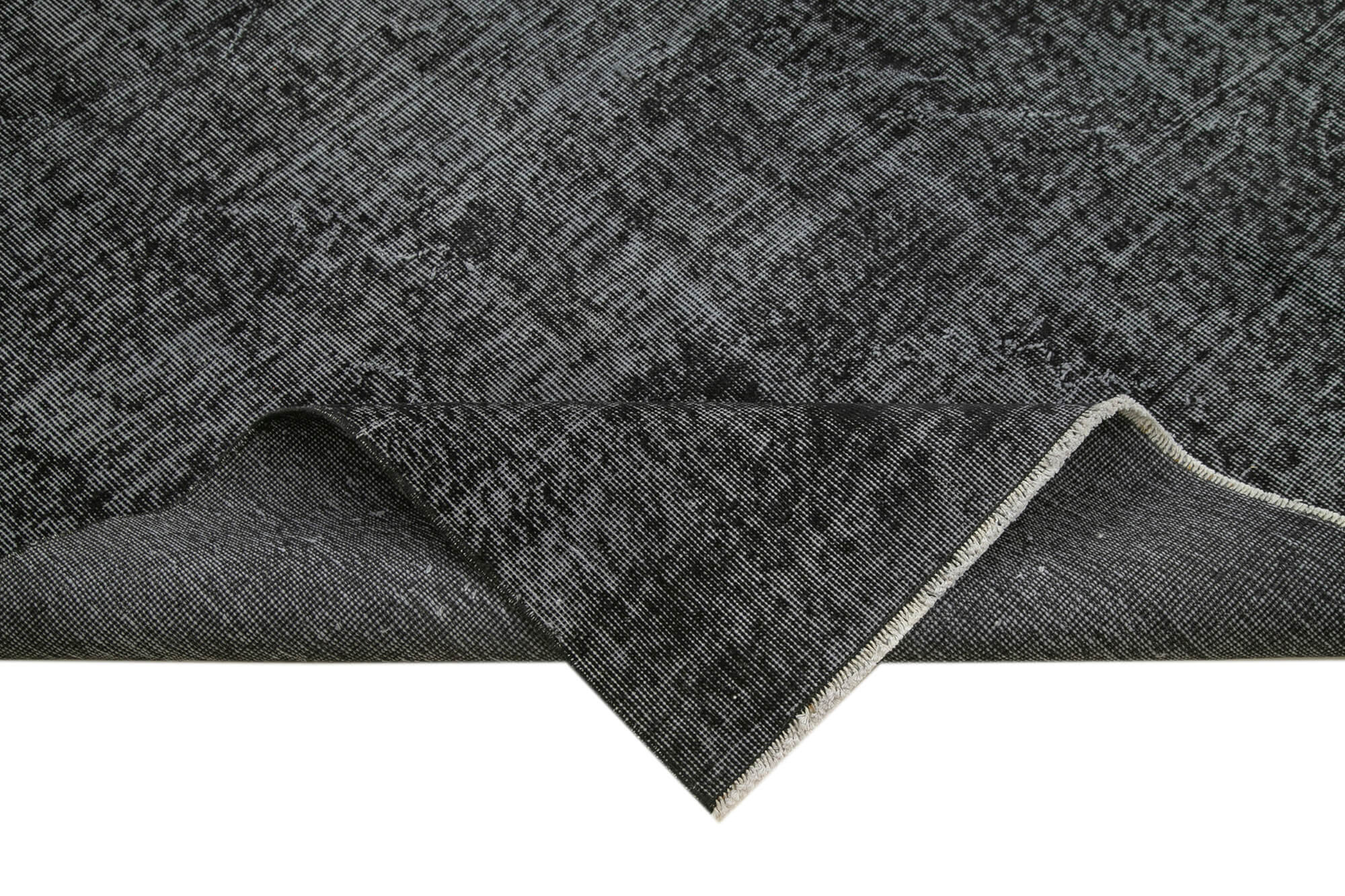 Handmade Vintage Area Rug – Overdyed Black Turkish Wool Carpet 6'7''x9'9''