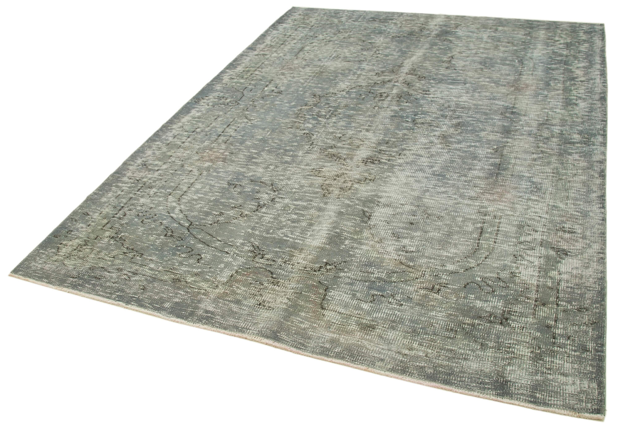 Handmade Vintage Area Rug - Overdyed Vintage Rug | Grey Wool Cotton Carpet 6'2''x8'9''