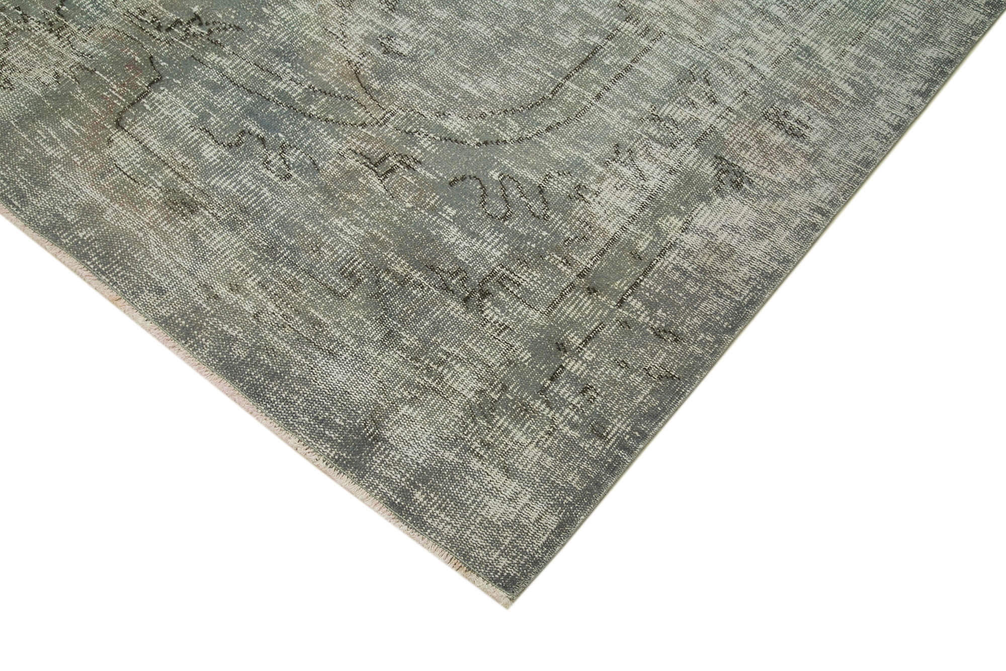 Handmade Vintage Area Rug - Overdyed Vintage Rug | Grey Wool Cotton Carpet 6'2''x8'9''