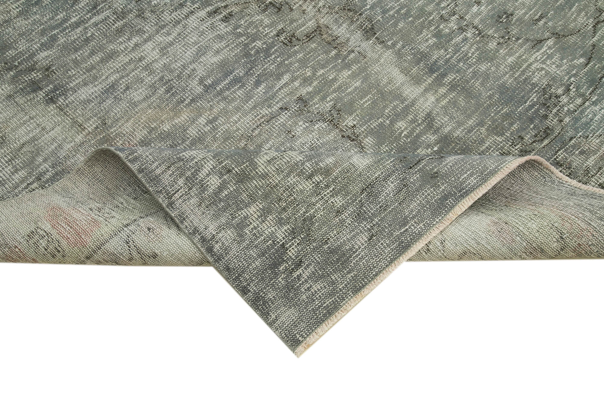 Handmade Vintage Area Rug - Overdyed Vintage Rug | Grey Wool Cotton Carpet 6'2''x8'9''