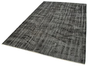 Vintage Handmade Area Rug – Overdyed Black Wool Cotton Carpet 5'5'' x 8'8''