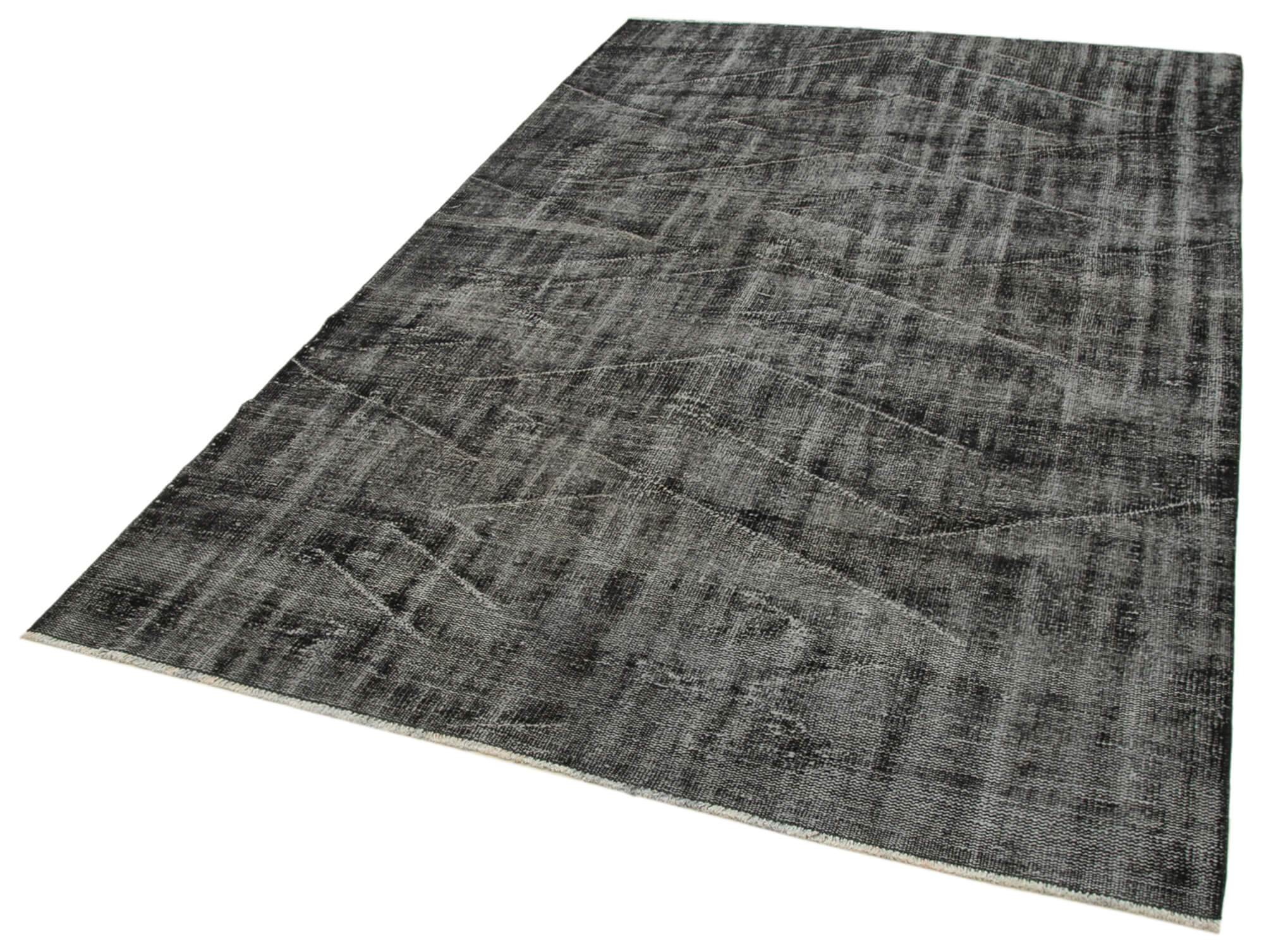 Vintage Handmade Area Rug – Overdyed Black Wool Cotton Carpet 5'5'' x 8'8''