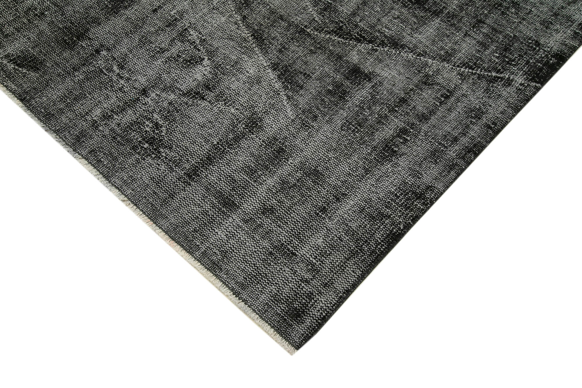 Vintage Handmade Area Rug – Overdyed Black Wool Cotton Carpet 5'5'' x 8'8''