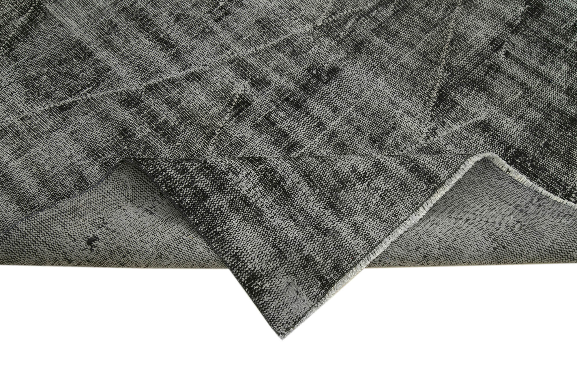 Vintage Handmade Area Rug – Overdyed Black Wool Cotton Carpet 5'5'' x 8'8''