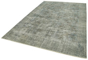 Handmade Vintage Area Rug - Overdyed Grey Wool & Cotton Carpet 6'8" x 9'10"