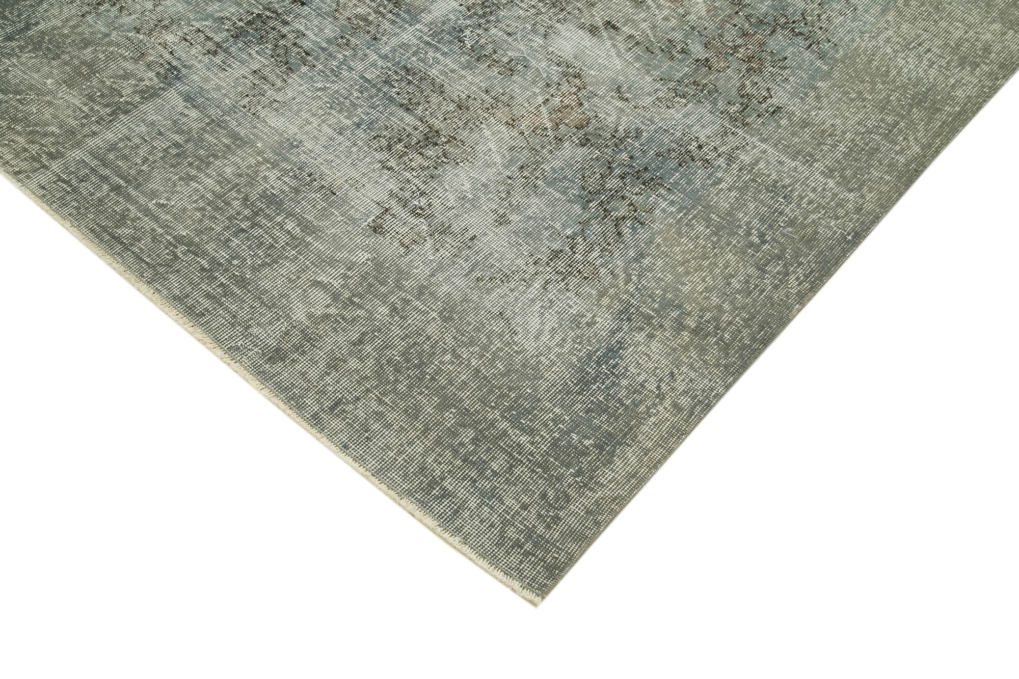 Handmade Vintage Area Rug - Overdyed Grey Wool & Cotton Carpet 6'8" x 9'10"