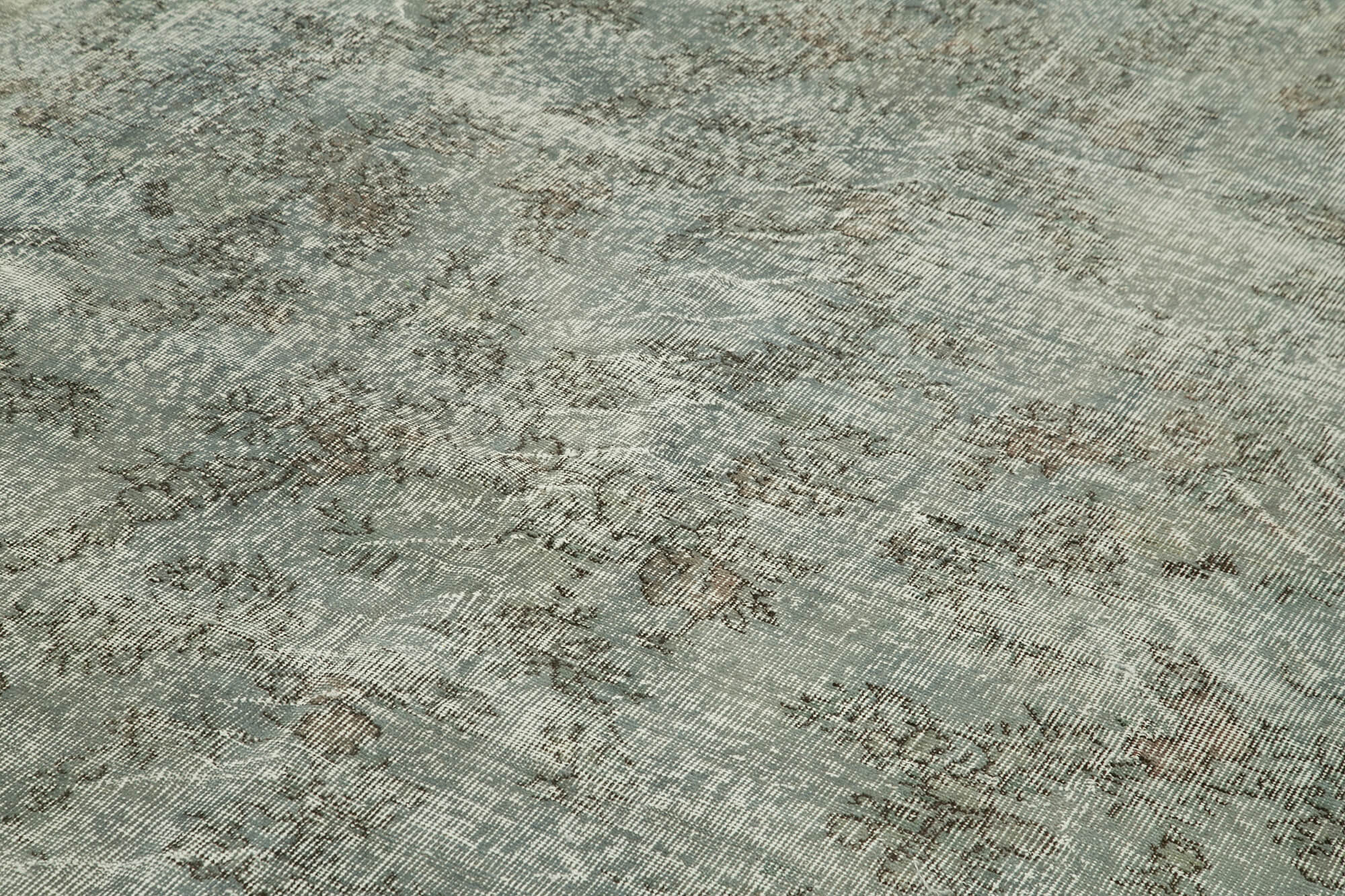 Handmade Vintage Area Rug - Overdyed Grey Wool & Cotton Carpet 6'8" x 9'10"