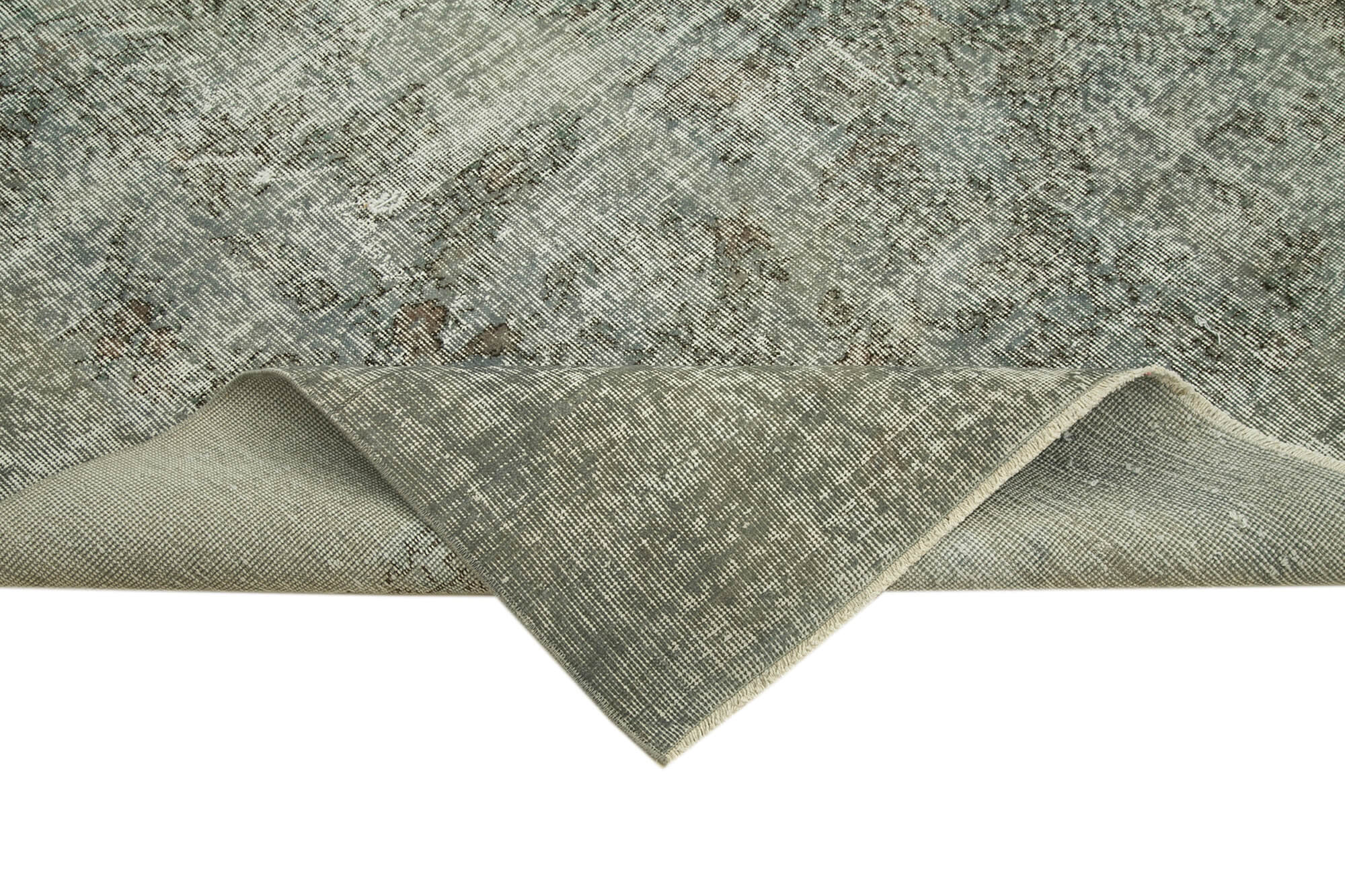 Handmade Vintage Area Rug - Overdyed Grey Wool & Cotton Carpet 6'8" x 9'10"