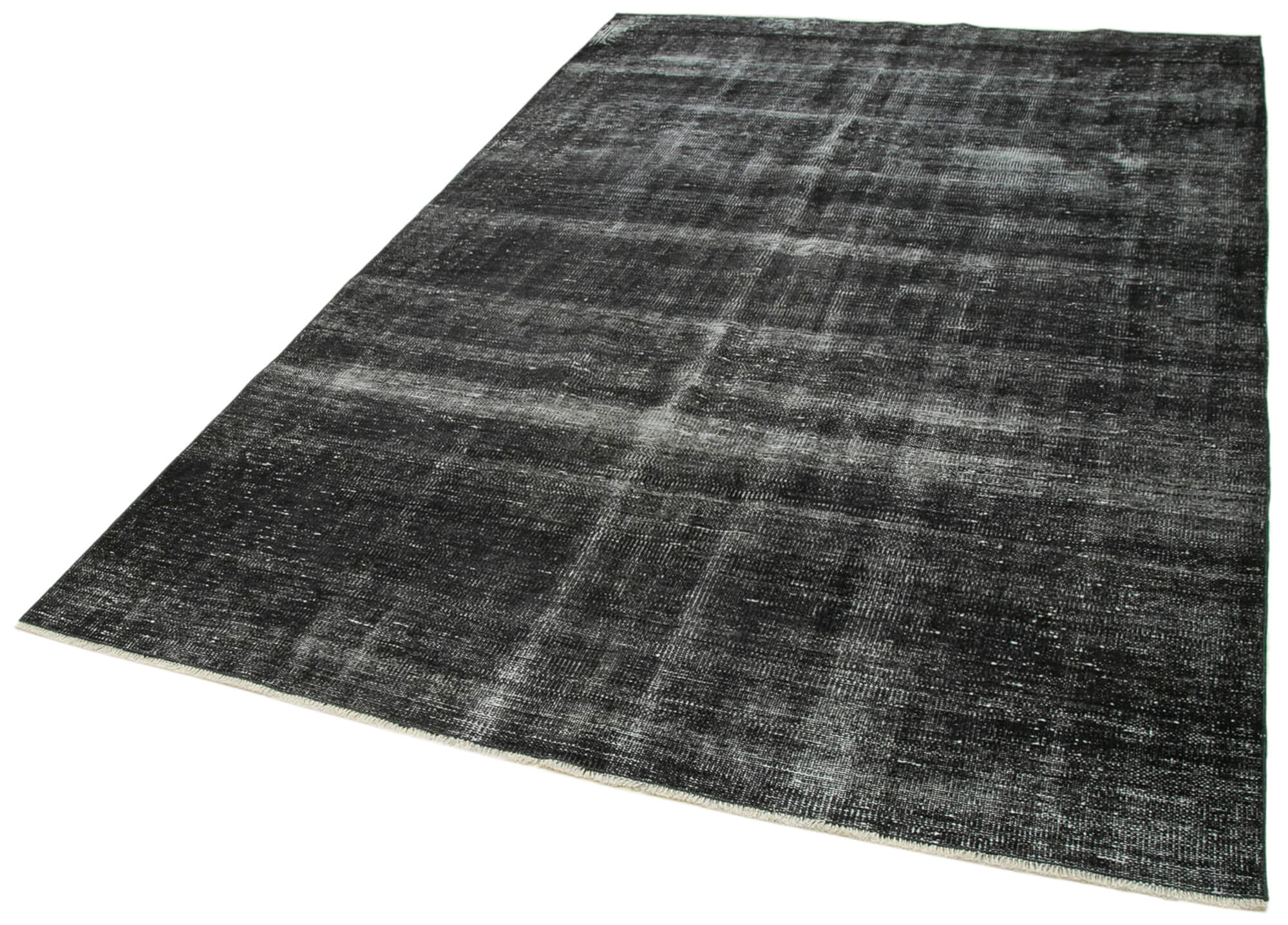 Vintage Wool Area Rug – Handmade Overdyed Black Cotton Wool Carpet 5'9''x9'1''