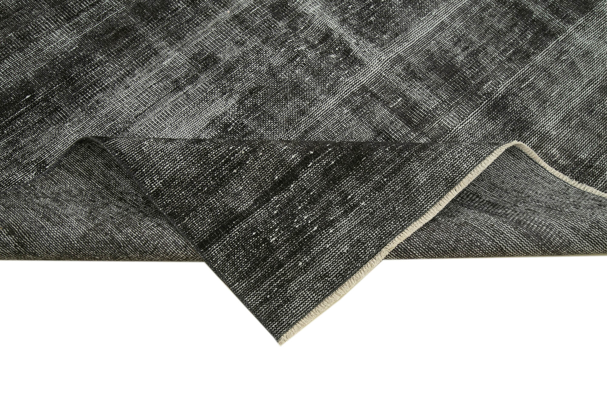 Vintage Wool Area Rug – Handmade Overdyed Black Cotton Wool Carpet 5'9''x9'1''