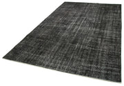 Handmade Vintage Area Rug – Overdyed Black Wool Cotton Turkish Carpet 6'2"x10'0"