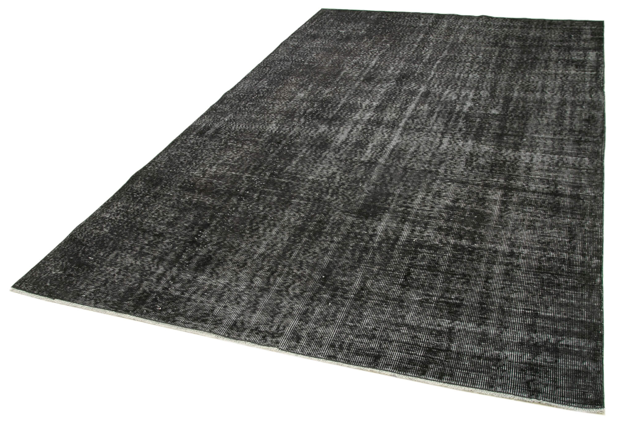 Handmade Vintage Area Rug – Overdyed Black Wool Cotton Turkish Carpet 6'2"x10'0"