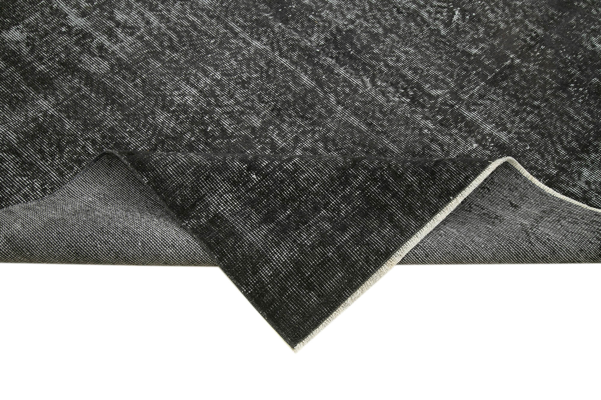 Handmade Vintage Area Rug – Overdyed Black Wool Cotton Turkish Carpet 6'2"x10'0"
