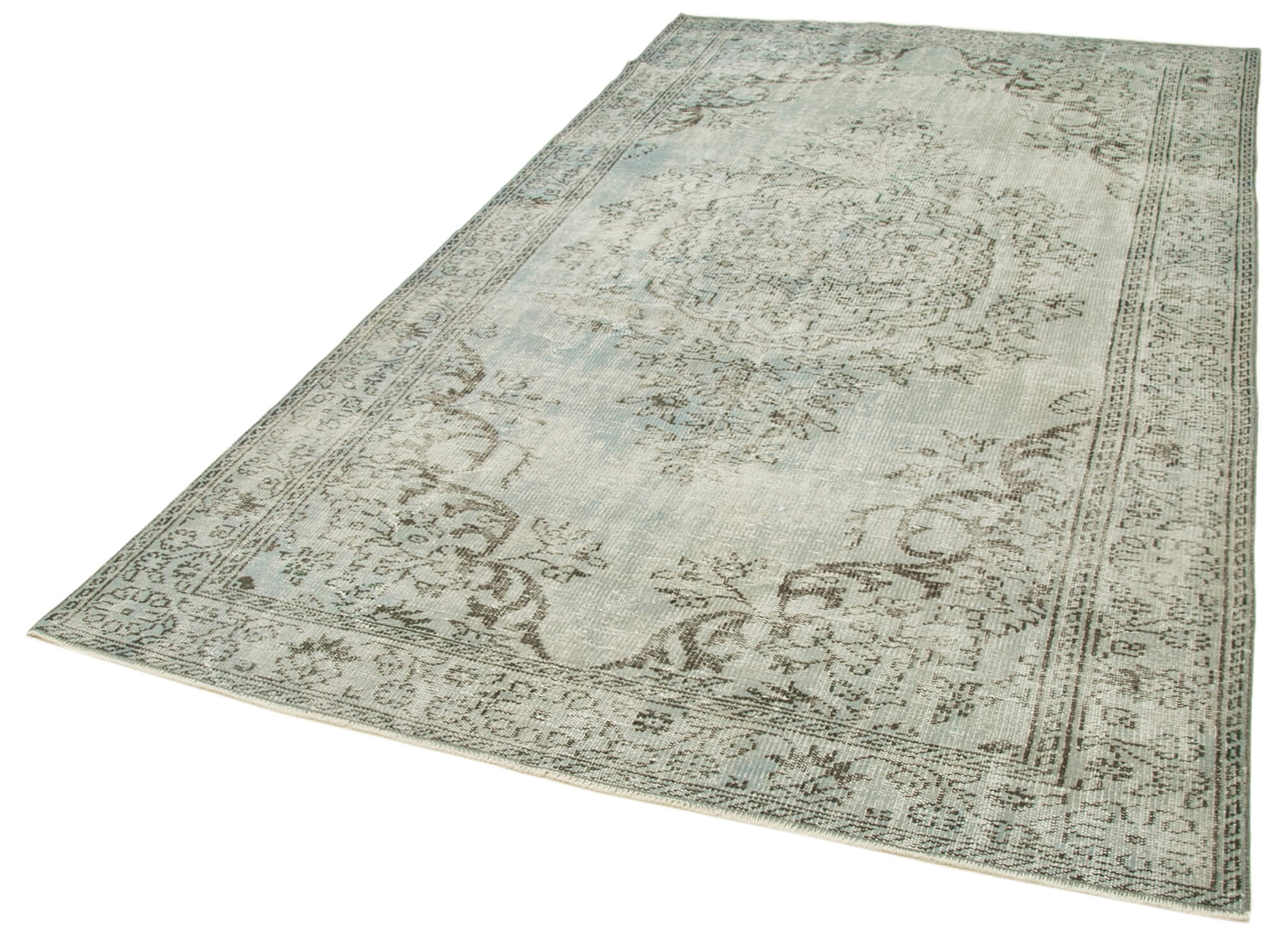 Handmade Vintage Area Rug - Overdyed Blue Rug 5'7'' x 9'7'' | Cotton Wool Carpet