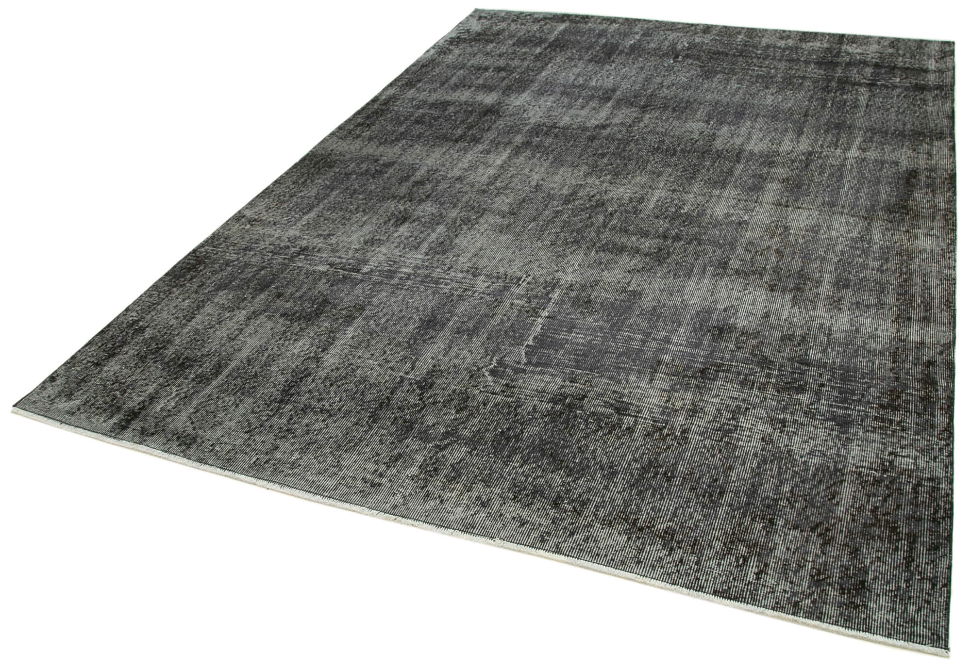 Vintage Handmade Area Rug – Overdyed Black Wool Cotton Blend, 6'5'' x 9'0''