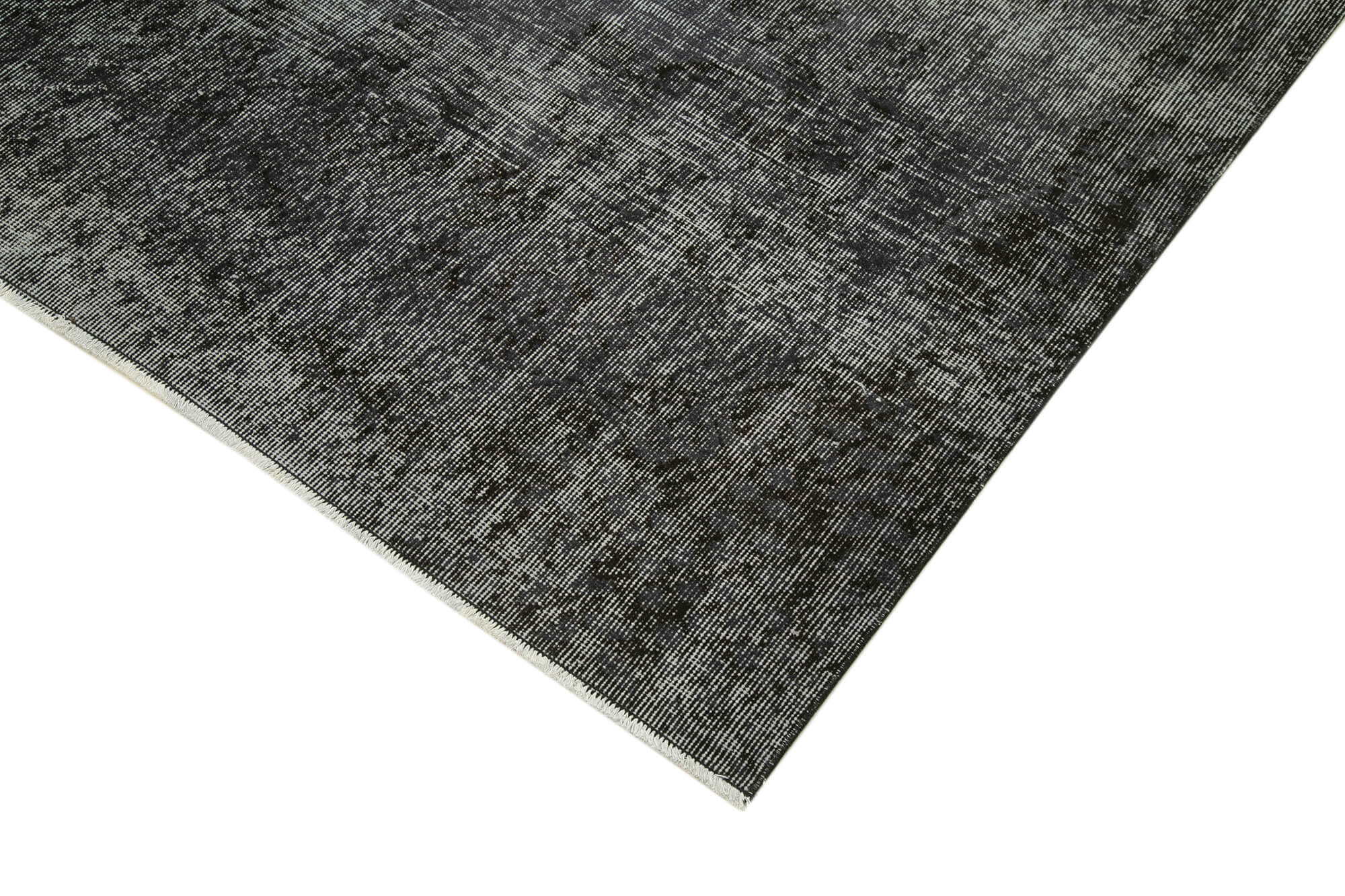 Vintage Handmade Area Rug – Overdyed Black Wool Cotton Blend, 6'5'' x 9'0''