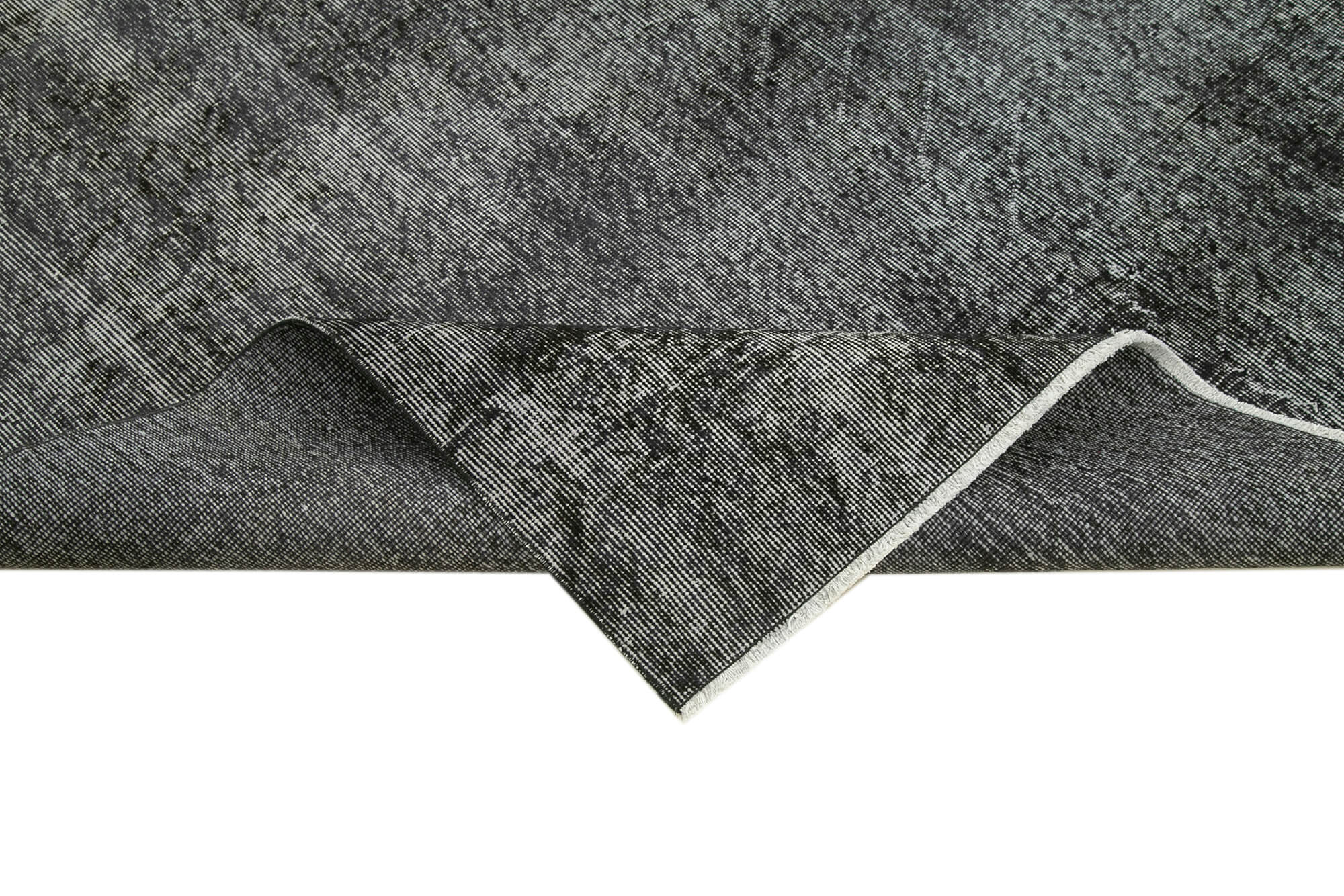 Vintage Handmade Area Rug – Overdyed Black Wool Cotton Blend, 6'5'' x 9'0''