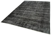 Vintage Handmade Area Rug - Overdyed Wool Rug | Black Cotton Wool Carpet 6'8"x9'8"