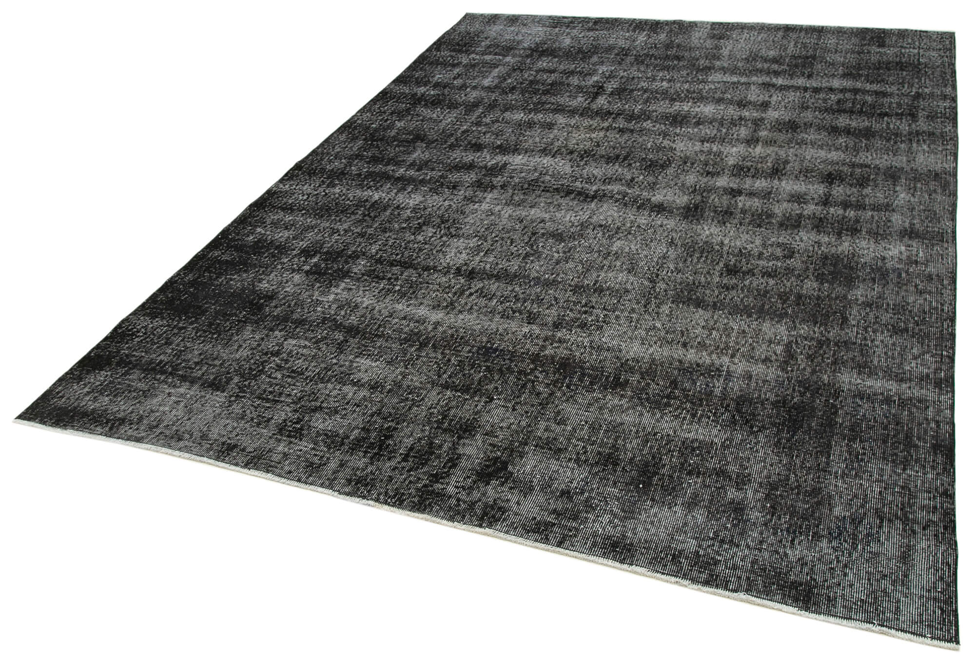 Vintage Handmade Area Rug - Overdyed Wool Rug | Black Cotton Wool Carpet 6'8"x9'8"