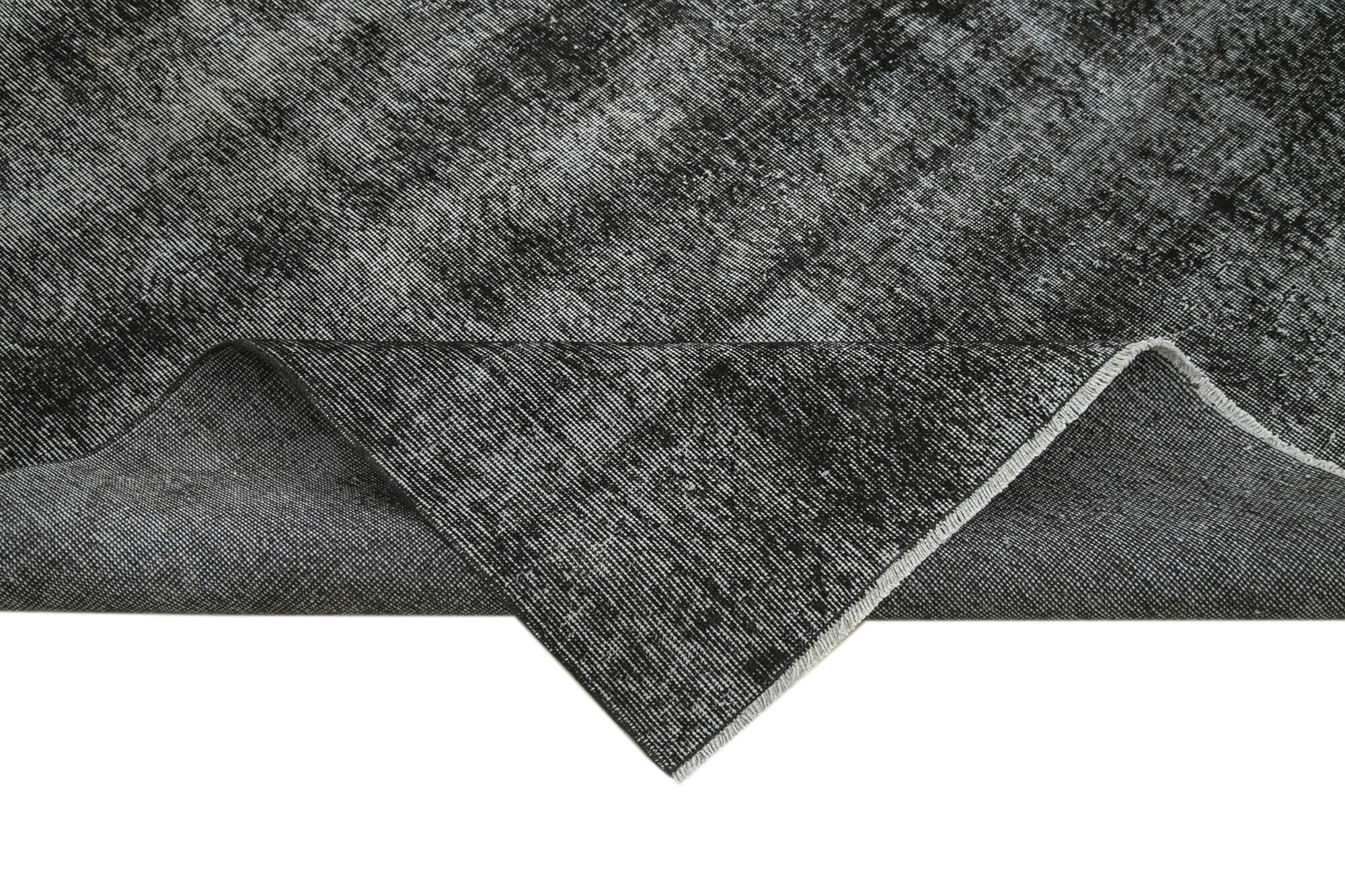 Vintage Handmade Area Rug - Overdyed Wool Rug | Black Cotton Wool Carpet 6'8"x9'8"