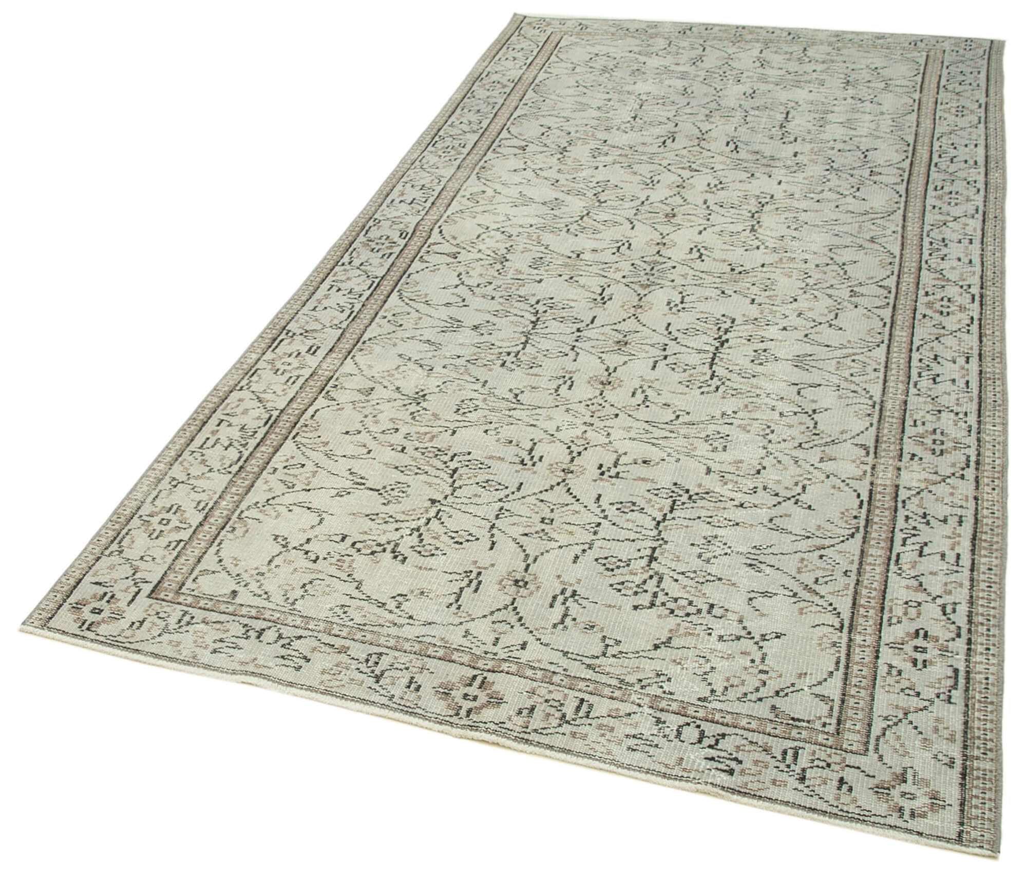 Handmade Vintage Area Rug – Overdyed Wool Rug, Grey Vintage Carpet 4'6''x8'8''
