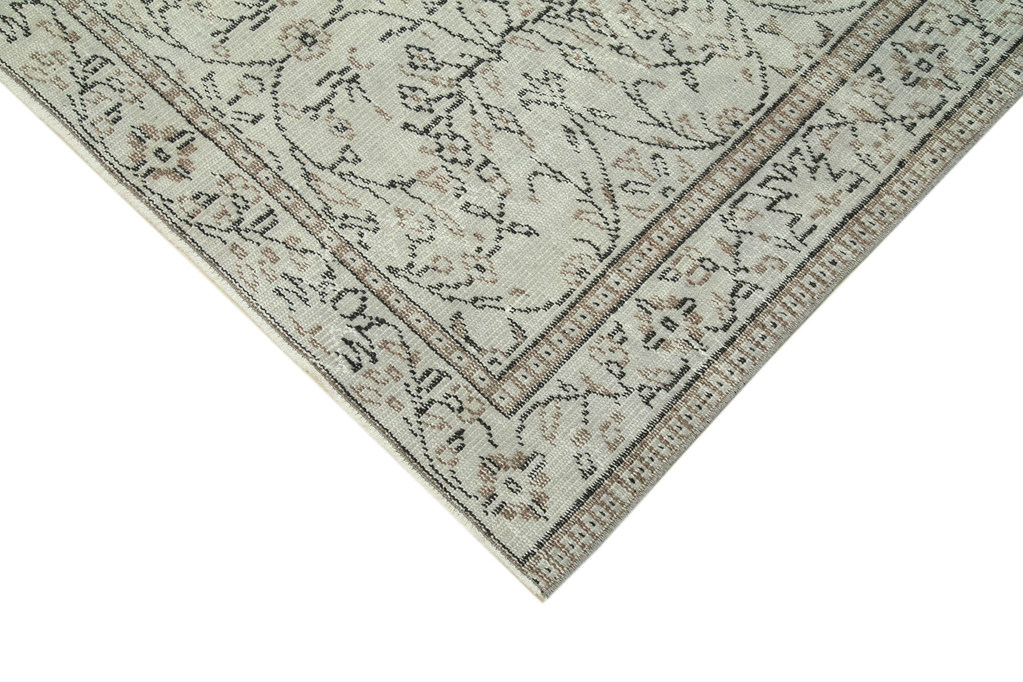 Handmade Vintage Area Rug – Overdyed Wool Rug, Grey Vintage Carpet 4'6''x8'8''