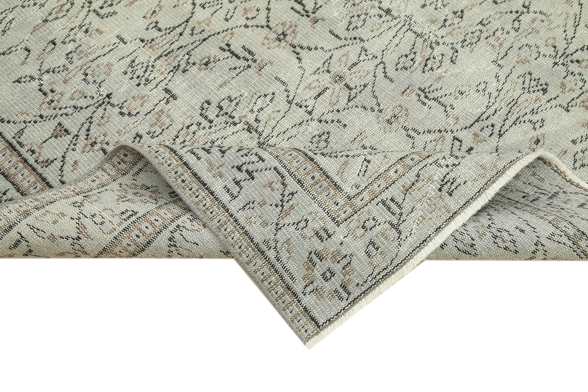 Handmade Vintage Area Rug – Overdyed Wool Rug, Grey Vintage Carpet 4'6''x8'8''