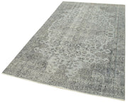 Handmade Wool Area Rug – Vintage Cotton Rug | Grey Overdyed Carpet 4'9''x8'2''