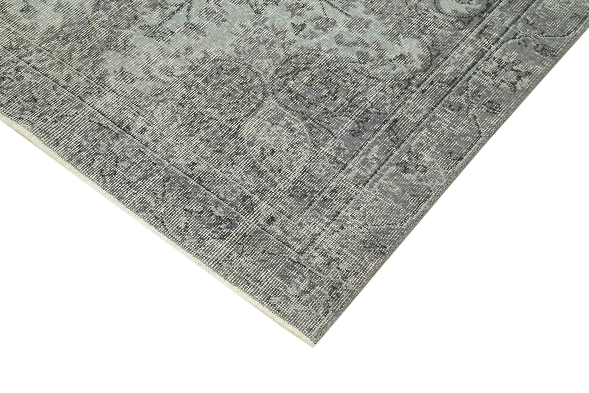 Handmade Wool Area Rug – Vintage Cotton Rug | Grey Overdyed Carpet 4'9''x8'2''