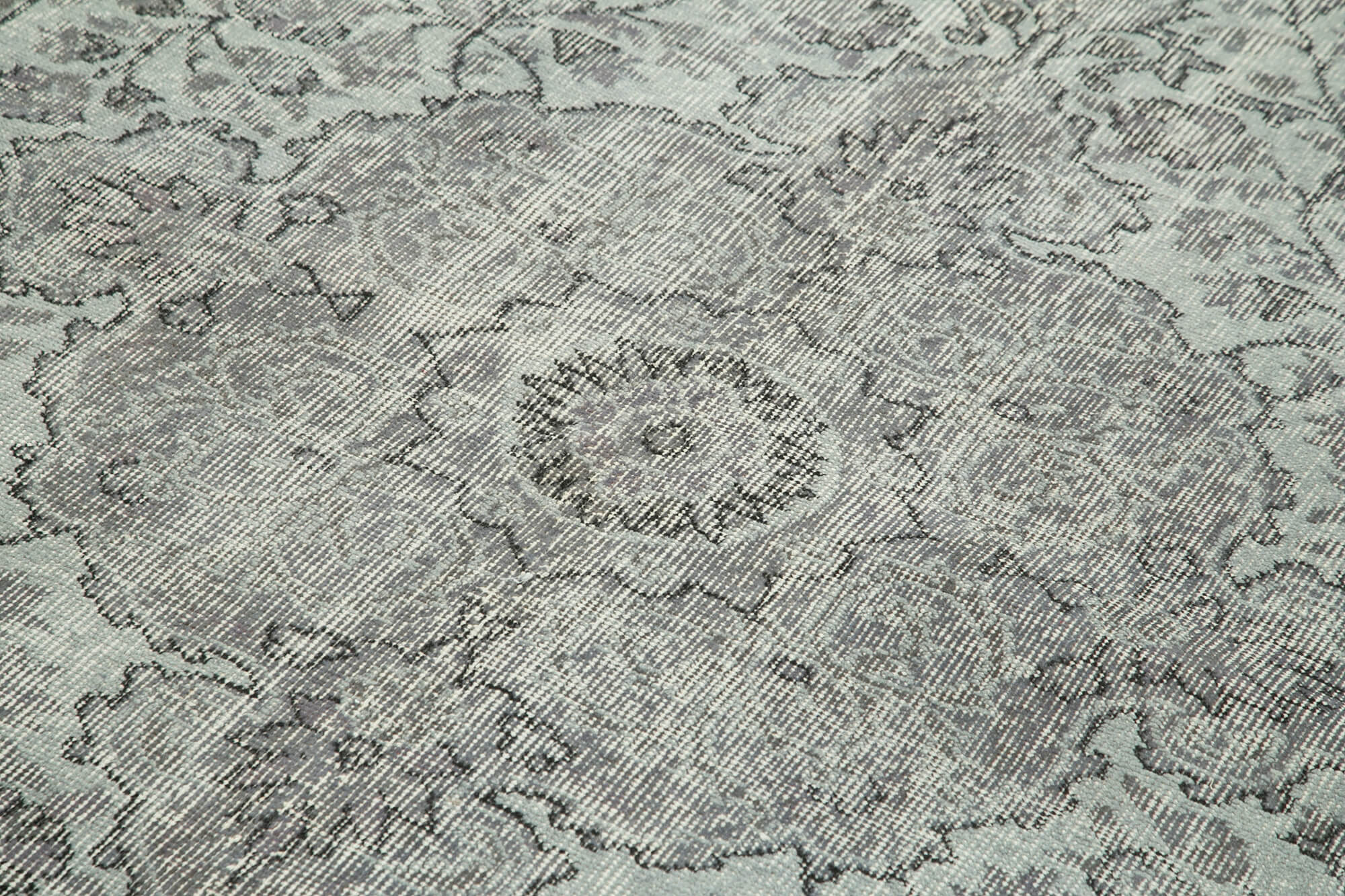 Handmade Wool Area Rug – Vintage Cotton Rug | Grey Overdyed Carpet 4'9''x8'2''