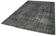 Vintage Wool Area Rug – Handmade Overdyed Black Turkish Hand Knotted Carpet 6'9''x9'11''