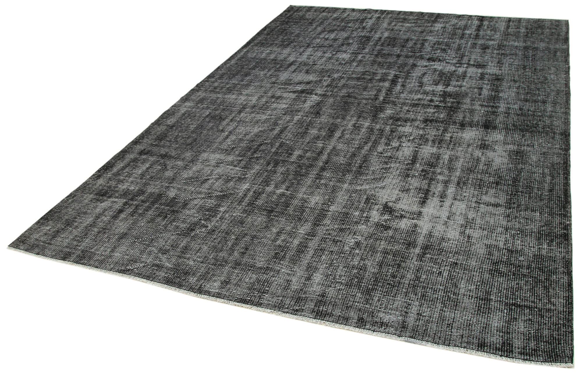 Vintage Wool Area Rug – Handmade Overdyed Black Turkish Hand Knotted Carpet 6'9''x9'11''