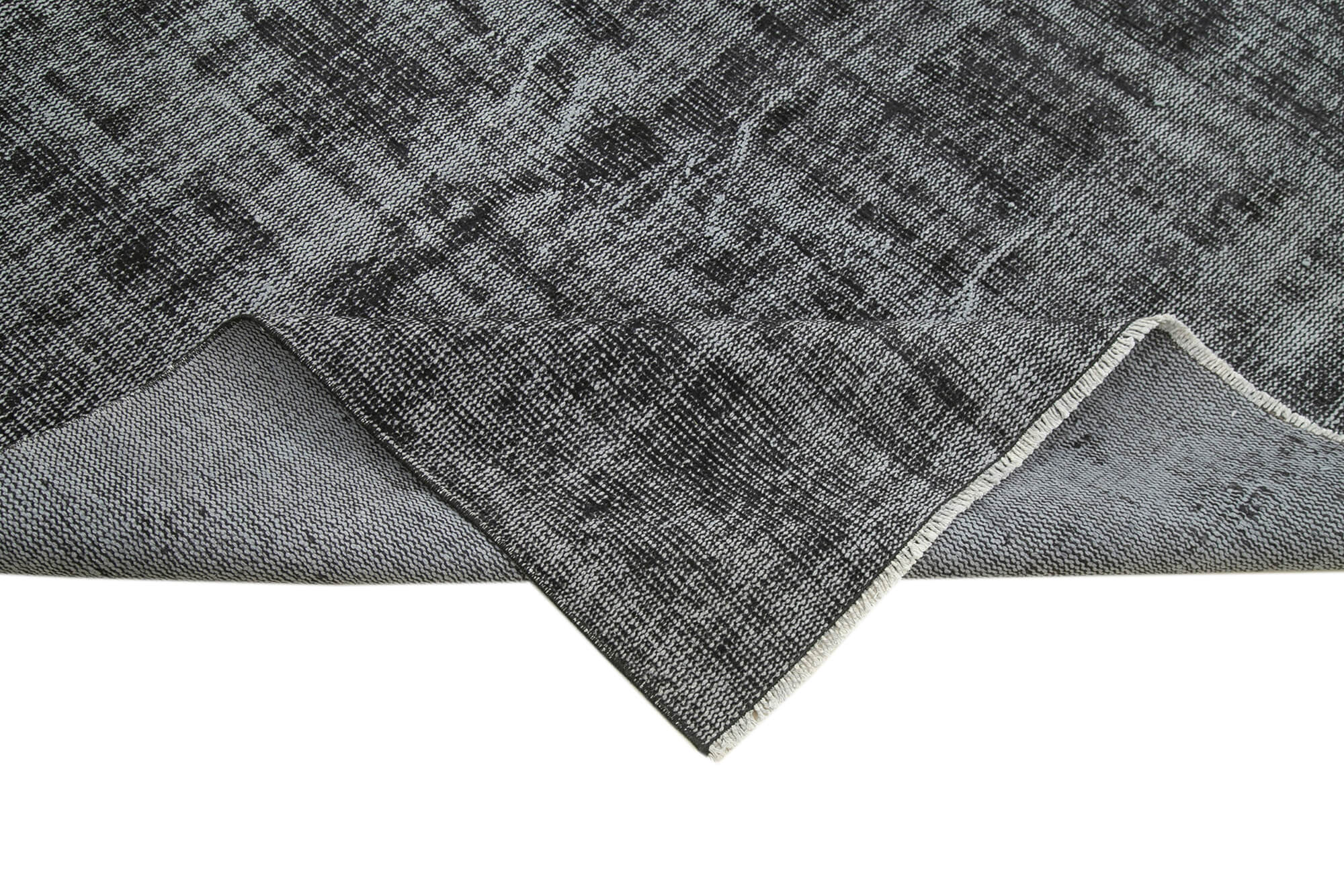 Vintage Wool Area Rug – Handmade Overdyed Black Turkish Hand Knotted Carpet 6'9''x9'11''
