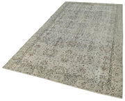 Vintage Wool Area Rug – Handmade Turkish Wool Carpet, Overdyed Gray Rug 5'2"x9'7"