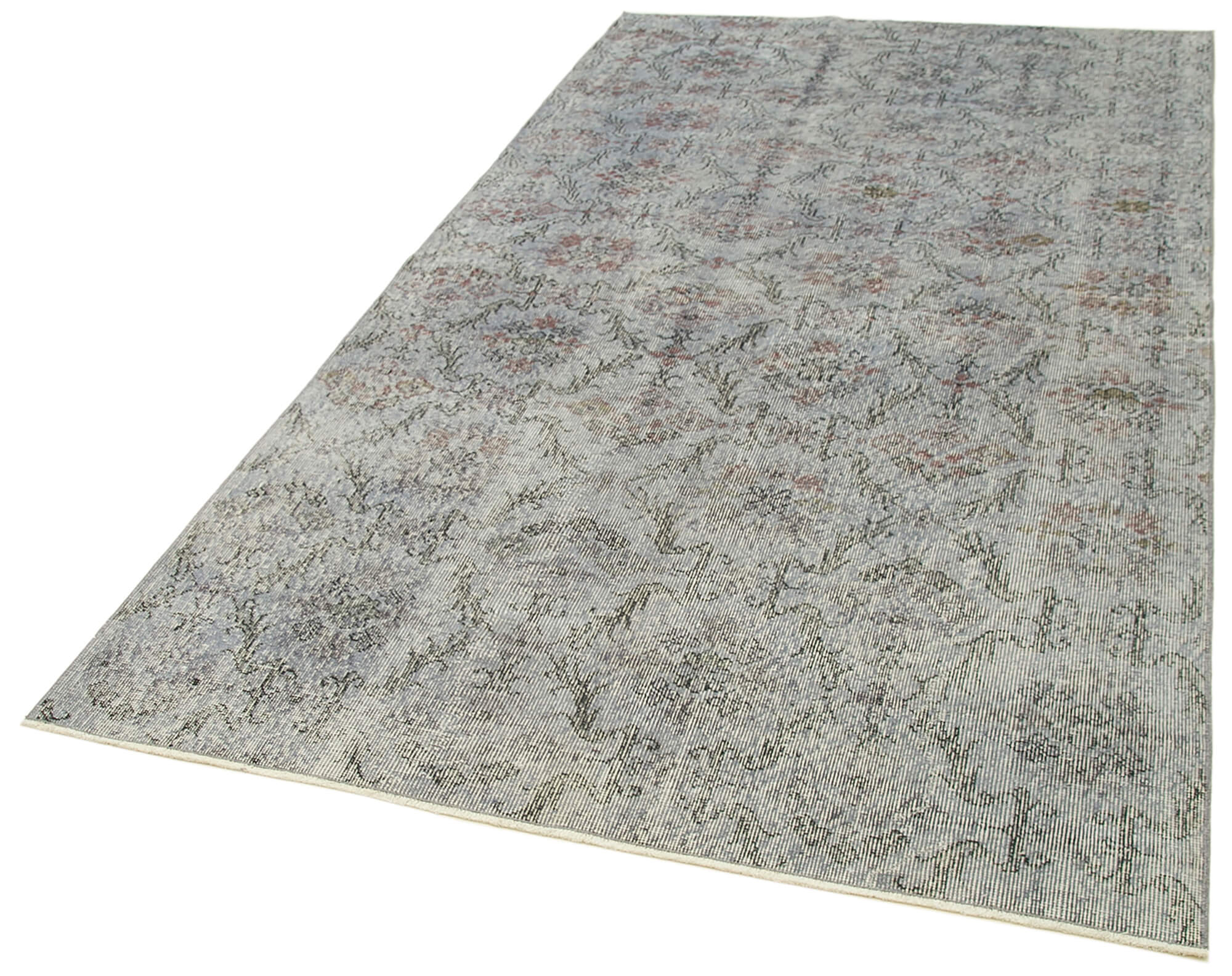 Handmade Vintage Area Rug – Handwoven Turkish Area Rug with Blue Wool Carpet & Soft Wool Texture