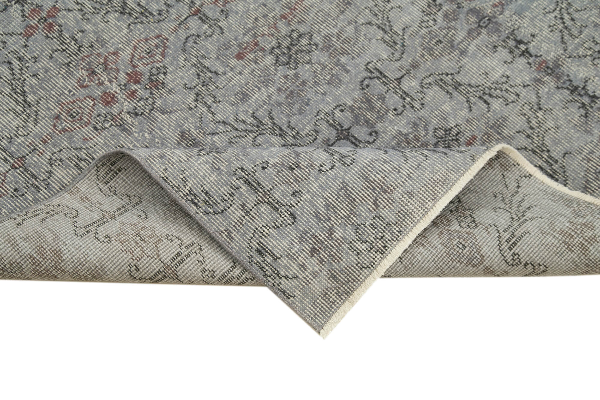 Handmade Vintage Area Rug – Handwoven Turkish Area Rug with Blue Wool Carpet & Soft Wool Texture