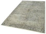 Vintage Area Rug - Handmade Wool Rug Overdyed Grey Turkish Hand Knotted Carpet 4'10''x8'1''