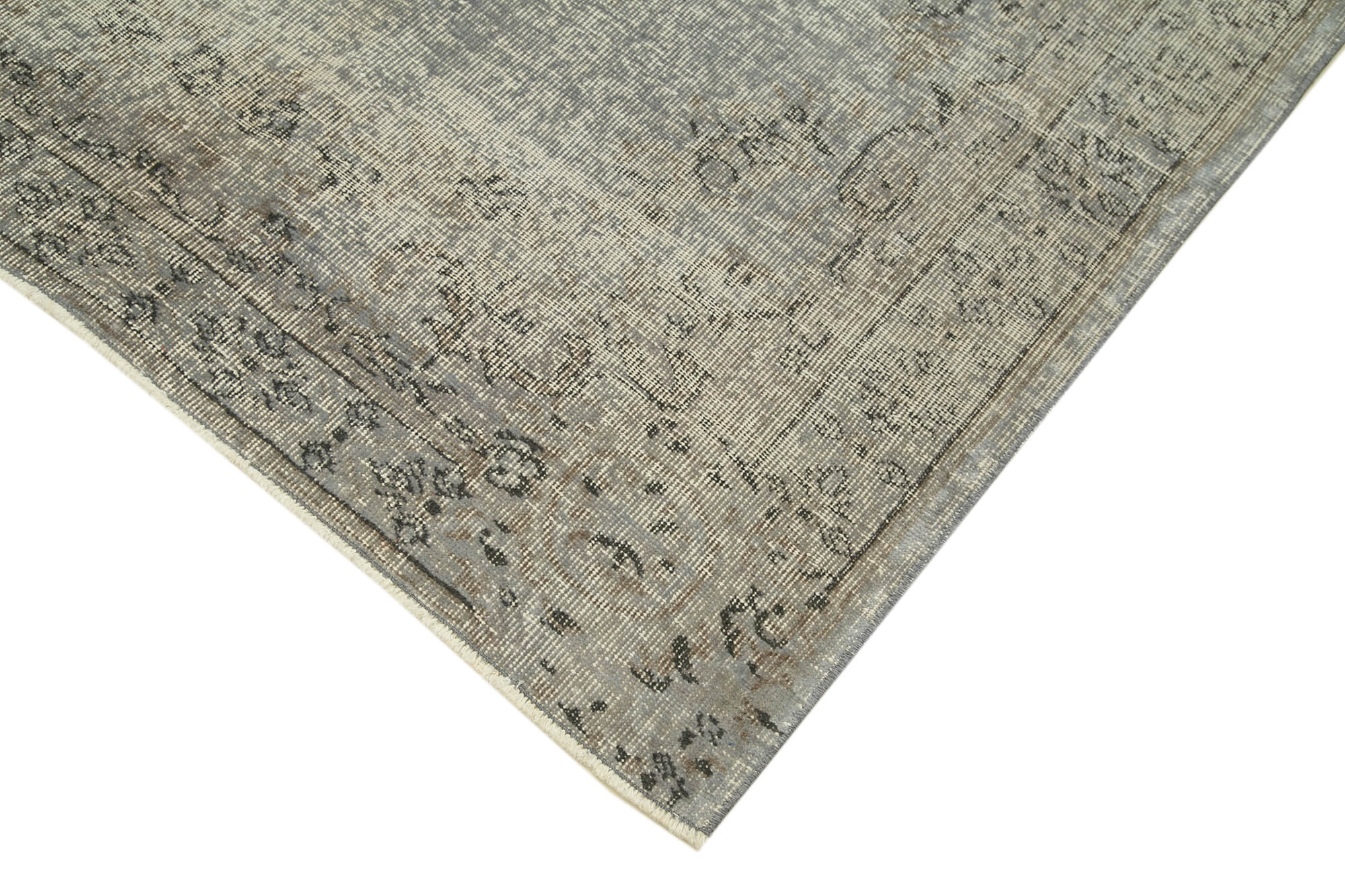 Vintage Area Rug - Handmade Wool Rug Overdyed Grey Turkish Hand Knotted Carpet 4'10''x8'1''