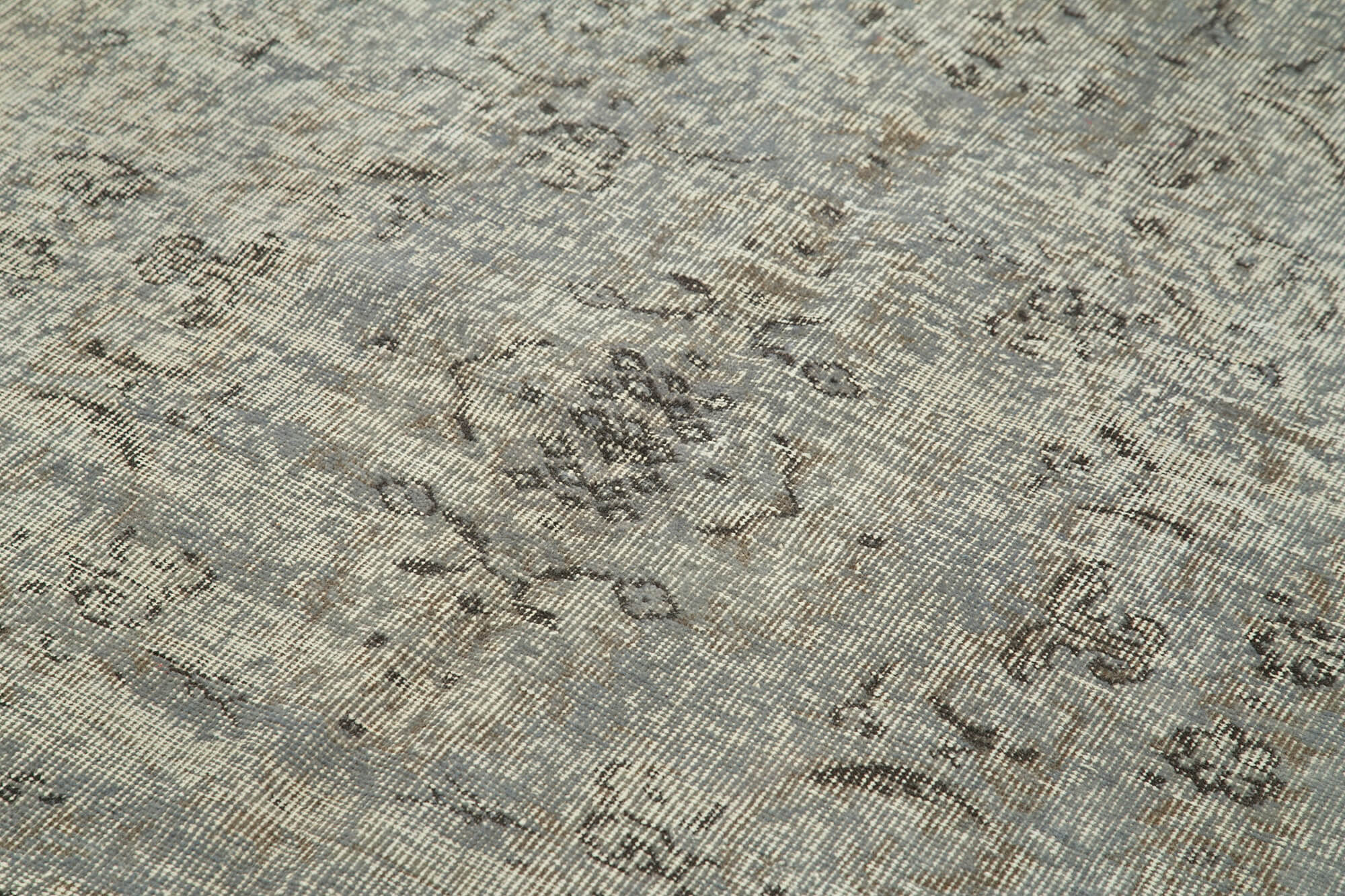 Vintage Area Rug - Handmade Wool Rug Overdyed Grey Turkish Hand Knotted Carpet 4'10''x8'1''