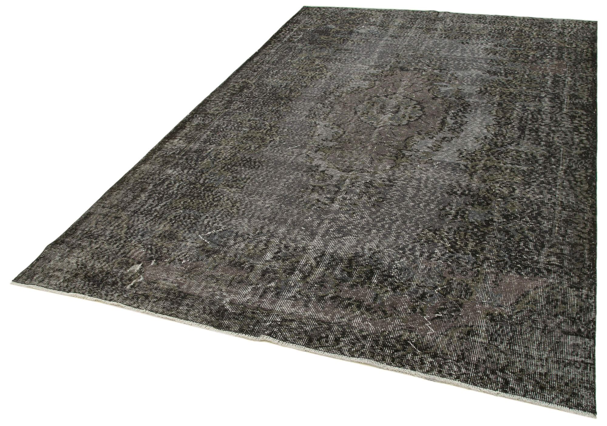 Handmade Vintage Area Rug | Hand Woven Carpet, Overdyed Wool & Cotton Blend