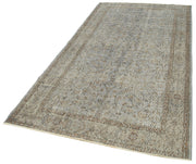 Handmade Vintage Area Rug | Overdyed Wool Rug - Grey Cotton Blend 4'6''x8'8''