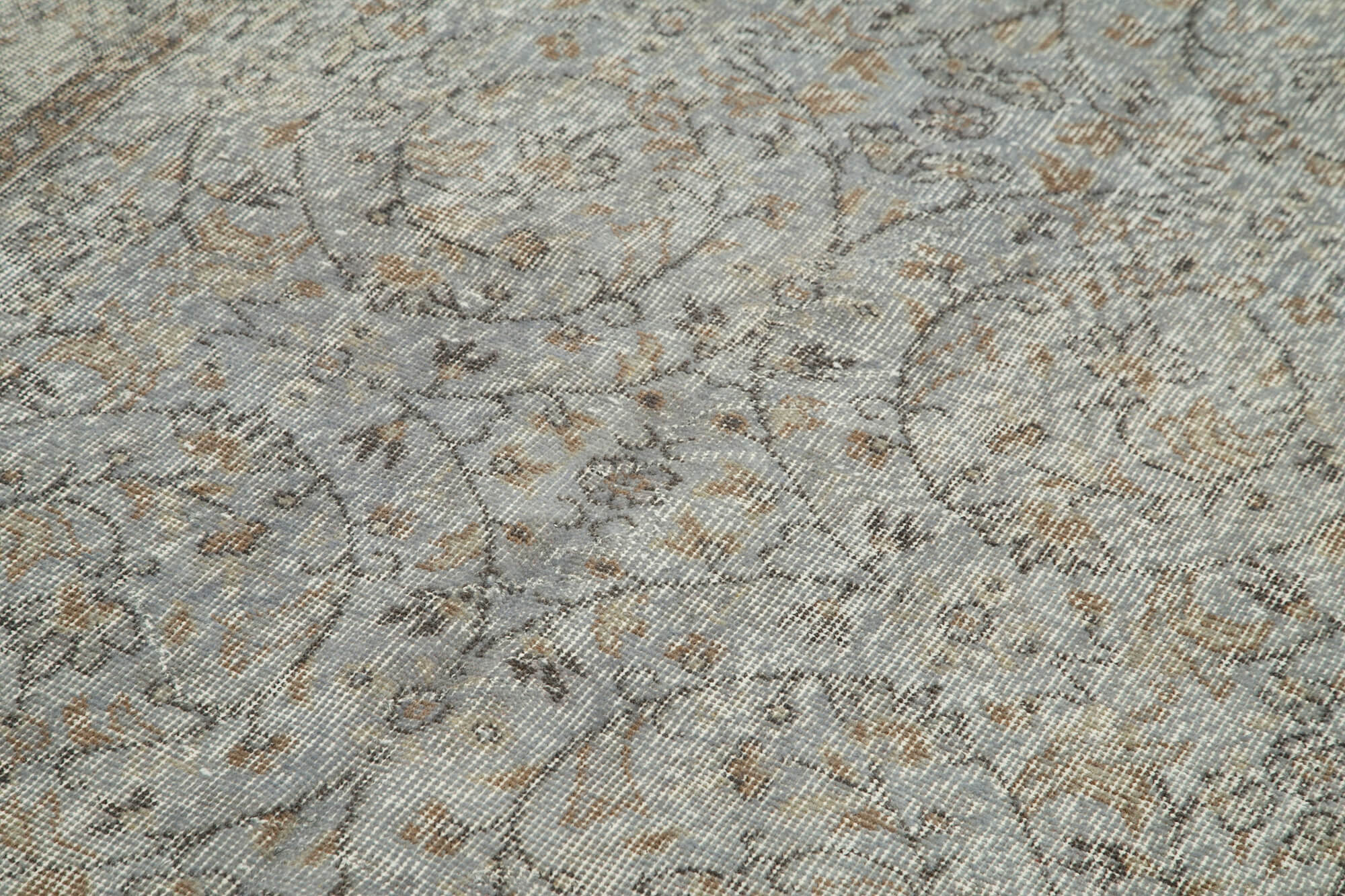 Handmade Vintage Area Rug | Overdyed Wool Rug - Grey Cotton Blend 4'6''x8'8''