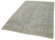 Vintage Wool Area Rug | Hand Knotted Rug Overdyed Grey Cotton Wool Carpet 5'5''x8'7''